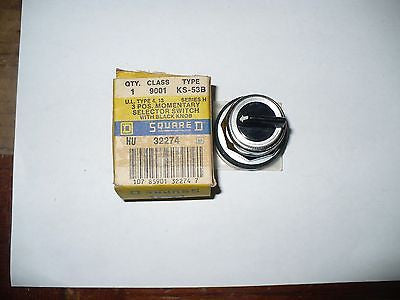 Square D 9001-KS-53B 3 Position Selector Switch With Black Knob, New