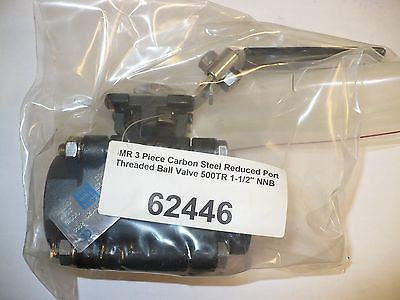 1 pc GMR 500TR 3 Piece Carbon Steel Reduced Port Threaded Ball Valve, 1-1/2",New