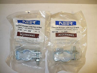 Neer 49110 3/4" Conduit Hanger With Nut & Bolt, Lot of 2 , New