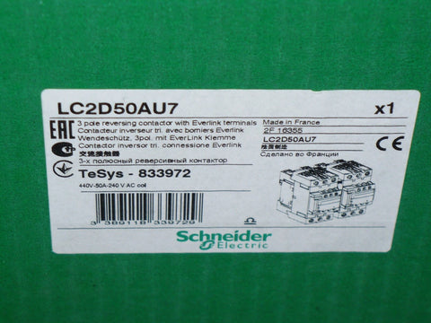 Schneider Electric LC2D50AU7 Reversing Contactor, 3 Pole, 50A, 240V Coil, New