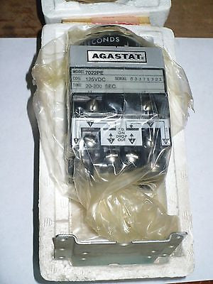 Agastat 7022PE Timing Relay, 125 VDC Coil, 20-200 SEC., New