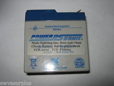 1 pc PowerSonic PM665 Sealed Rechargeable Battery, Used