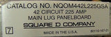 Square D NQOM442L225GSA 42 Circuit Main Lug Panelboard, 225A, Used