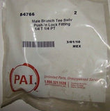 PAI 84766 Male Branch Tee Swivel Push-In Lock Fittings(2 Pk), 1/4"Tx1/4"PT, New