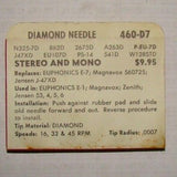 Electro-Voice 460-D7 Phonograph Diamond Needle, (Stereo & Mono), NIB
